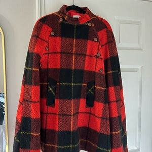 vintage Red and Black Wool Cape